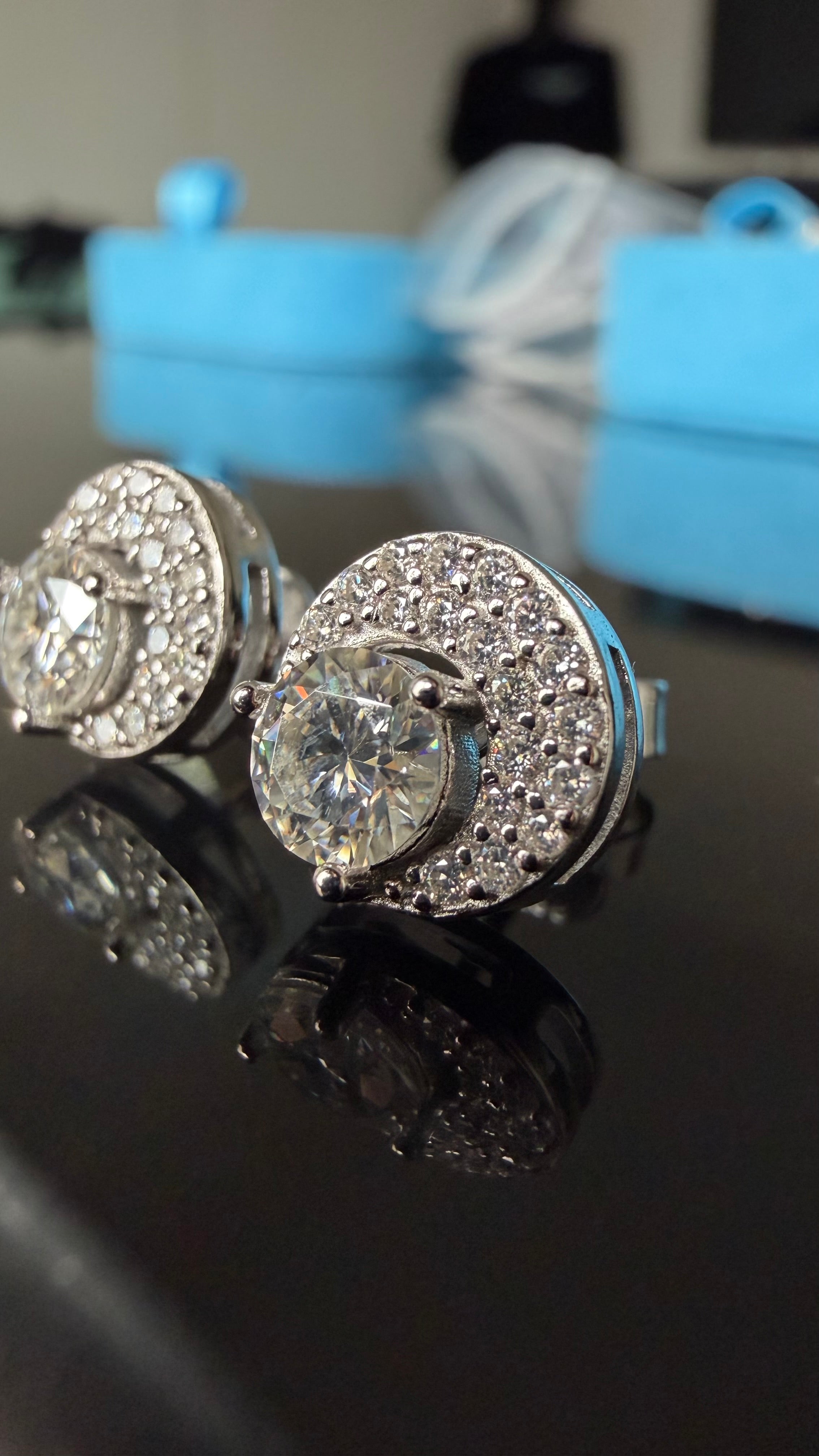 Half-Moon Earrings – FL-IF Moissanite, 925 Silver & 14K White Vermeil