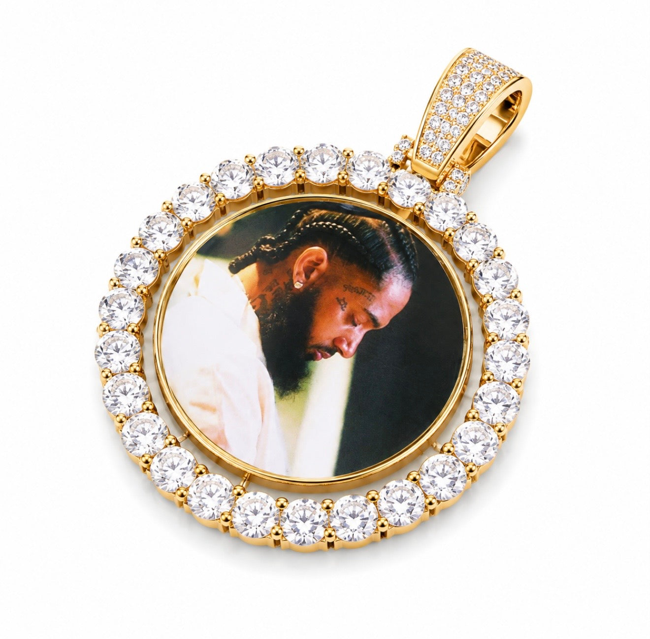 ROUND MODULAR CUSTOM PICTURE HIGH CARBON DIAMOND PENDANT | 18K VERMEIL GOLD