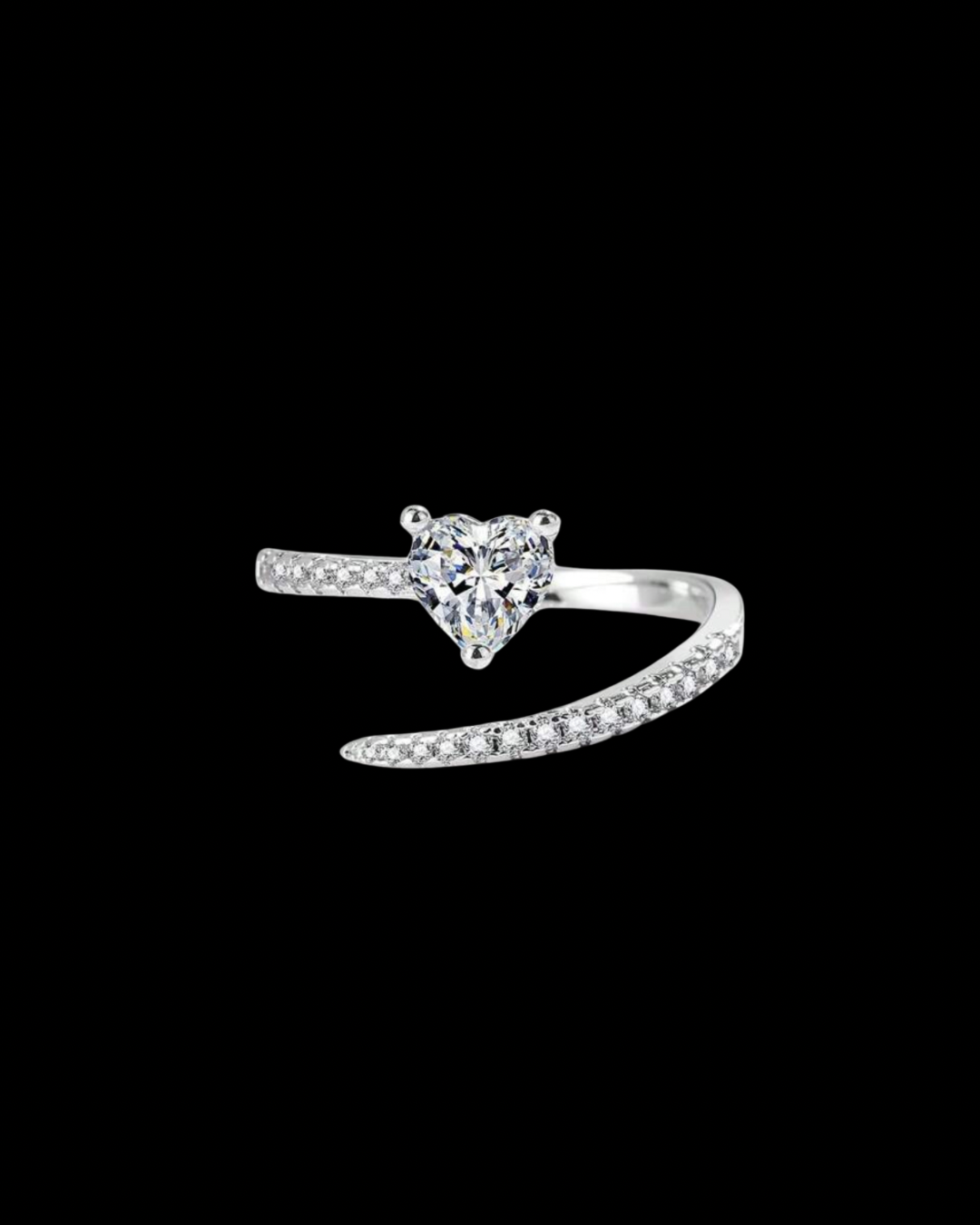 Gelati's Heart Cut Claw Carbon Diamonds Titanium & Vermeil 18k Layers Ring