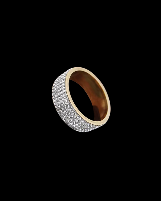 Gelati's 6MM Multi Layer Carbon Diamonds Titanium & Vermeil 18k Layers Ring