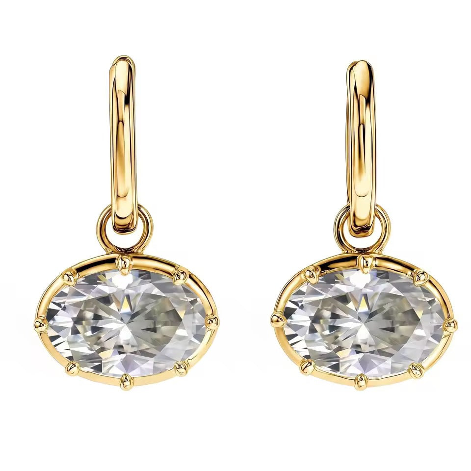 GELATI "LUCE OVALE" DIAMOND LOOP EARRINGS | FL-IF D COLOR LAB MOISSANITE | 925 STERLING SILVER | 18K VERMEIL GOLD