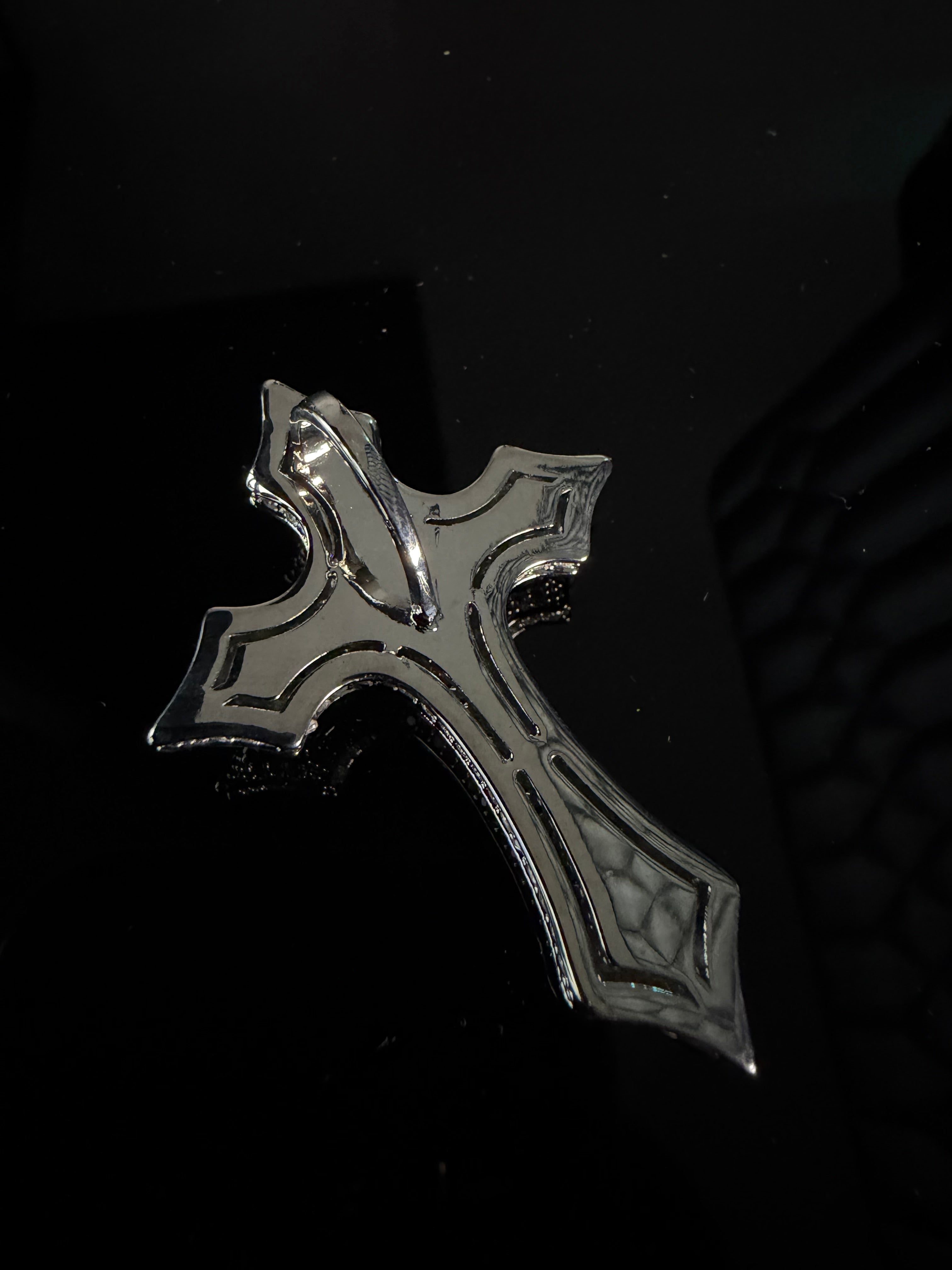Inferno Crucifix Pendant – Carbon Diamonds, Titanium & 14K Vermeil