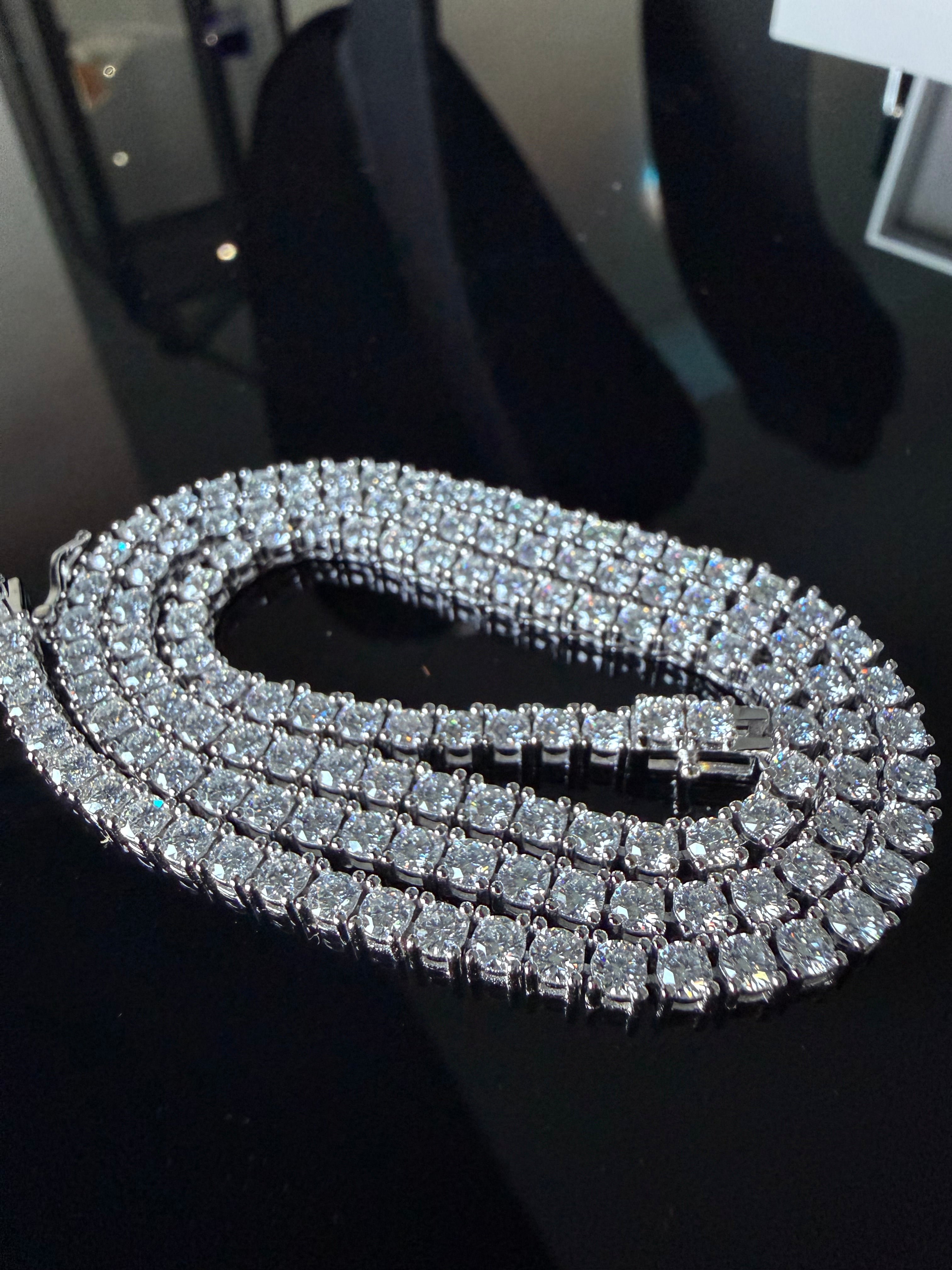 Gelati's Bespoke "Anturi"  Diamond Tennis Necklace in 999 Italian Silver & 18k Vermeil Gold - VVS1/CB 15Ctw