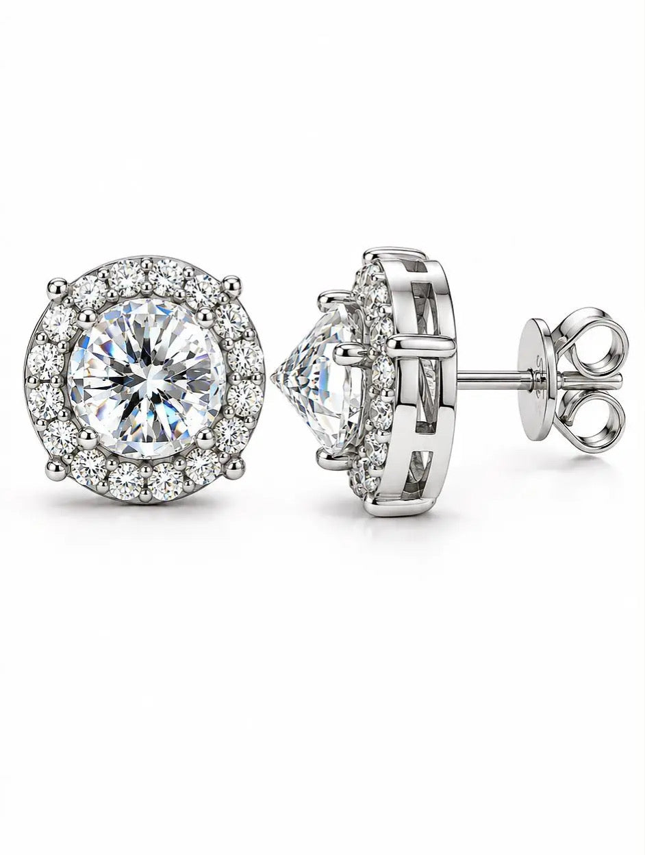 GELATI LIMITED | HALO SPIKED DIAMONDS ICE SPIKE EARRINGS |FL-IF LAB MOISSANITE | 925 Silver | 18K Vermeil
