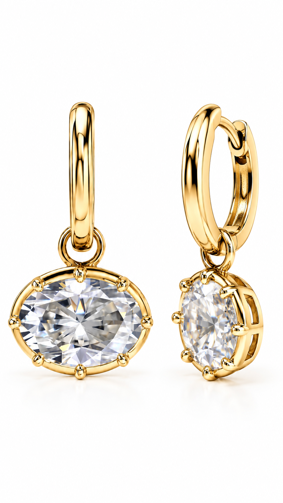 GELATI "LUCE OVALE" DIAMOND LOOP EARRINGS | FL-IF D COLOR LAB MOISSANITE | 925 STERLING SILVER | 18K VERMEIL GOLD