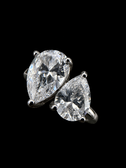 Mixed Baguette & Pear Cut 3Ct Eternity Ring 925 Silver - 18k White Gold Vermeil | FL-IF Moissanite
