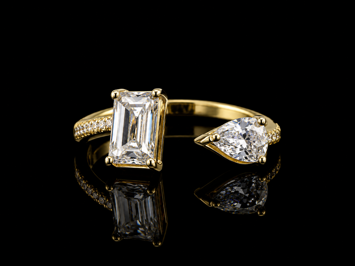 L’amore Eternity Ring – 1CTW DVVS1 Pear & Baguette Cut, 925 Silver & 18K Vermeil Gold