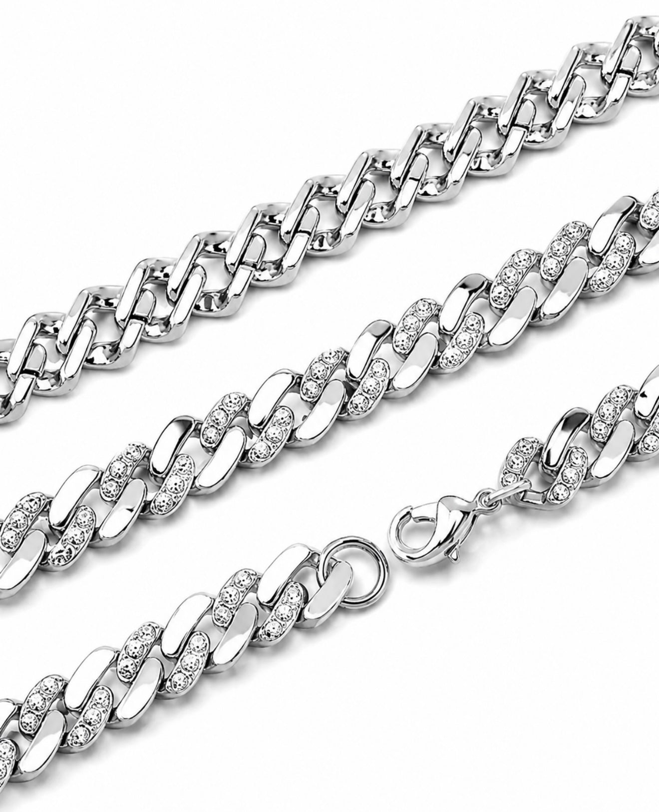 GELATI’S HYBRID HCD Diamonds TWO TONE CUBAN NECKLACE IN STEEL & 18K VERMEIL GOLD