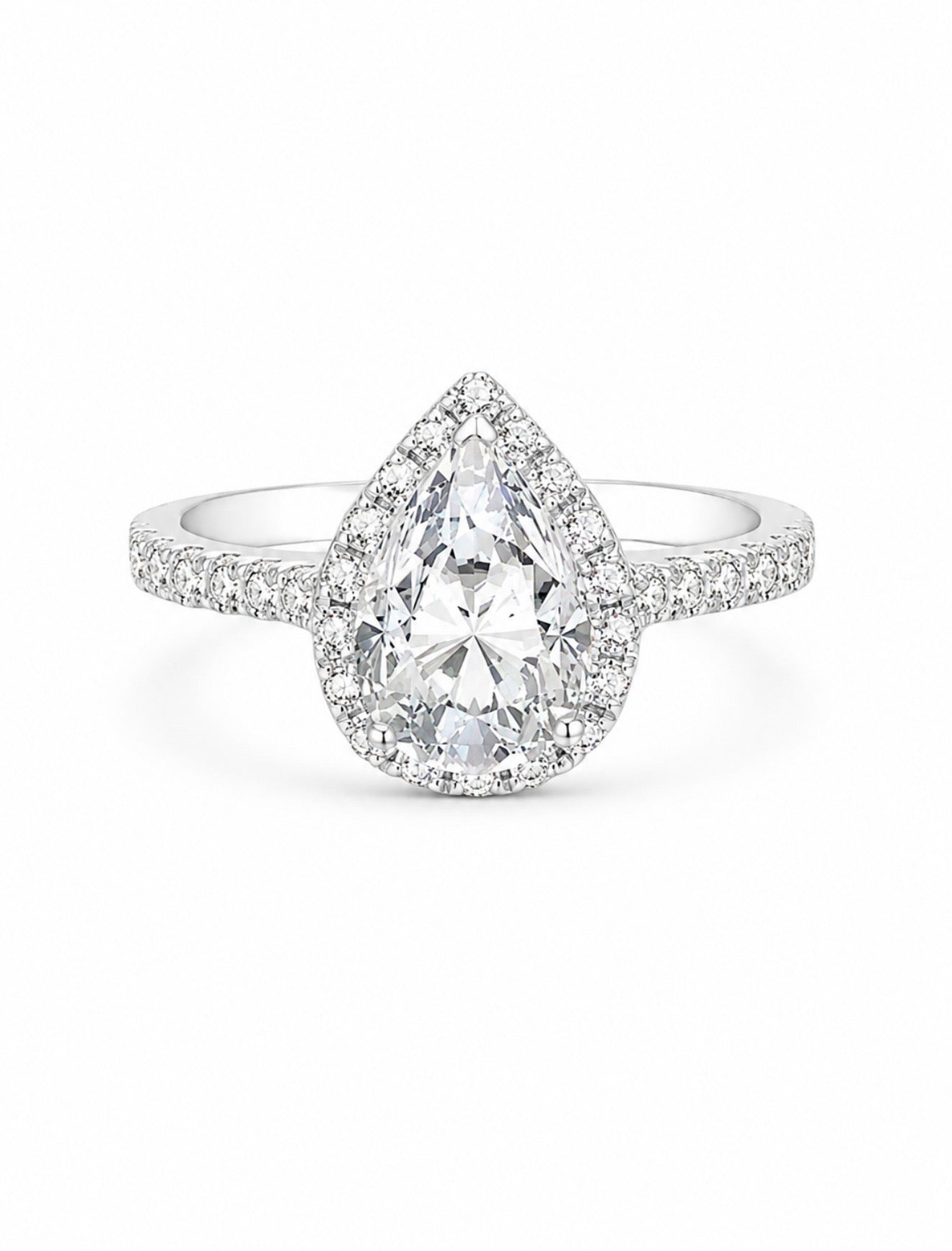 GELATI’S DROPTEAR VVS1 MOISSANITE DIAMOND RING IN STERLING 925 SILVER & VERMEIL GOLD INSERTS