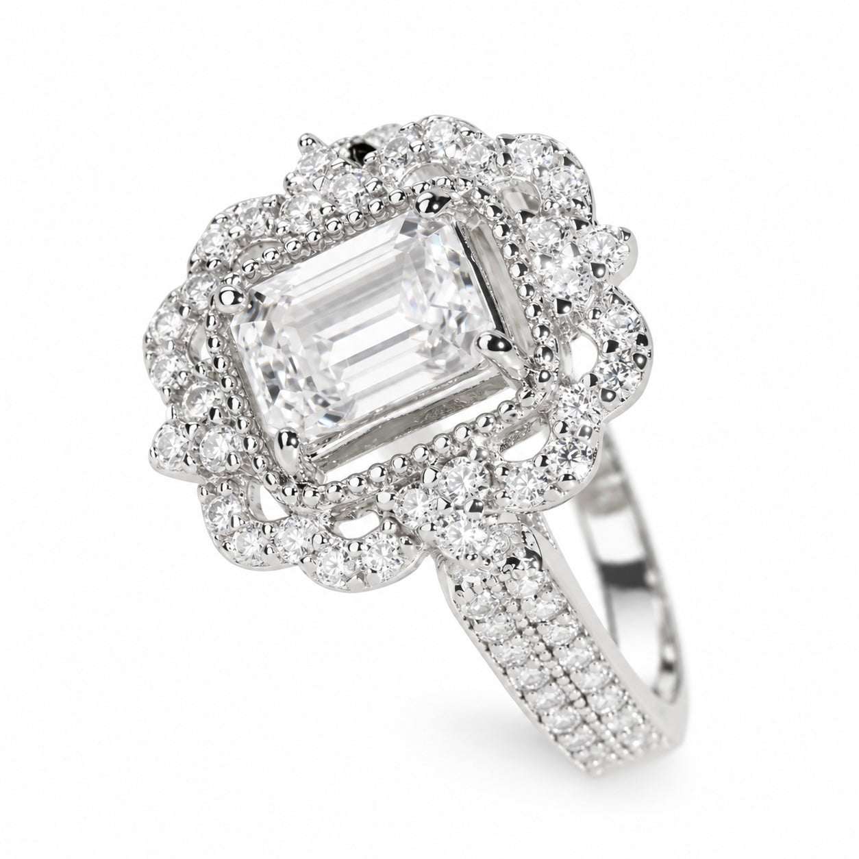 GELATI HERITAGE PRINCESS BAGUETTE RING | FL-IF Lab Moissanite | 925 Sterling Silver | 18K Vermeil Gold