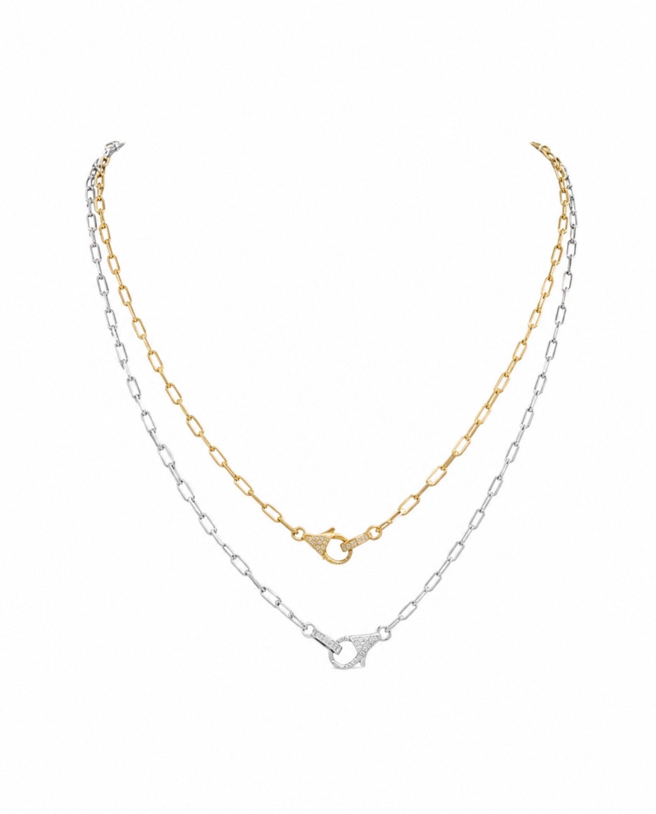 GELATI’S LOCK LINK HCD Diamond & 925 STERLING SILVER PENDANT NECKLACE WITH 18K VERMEIL GOLD ACCENTS