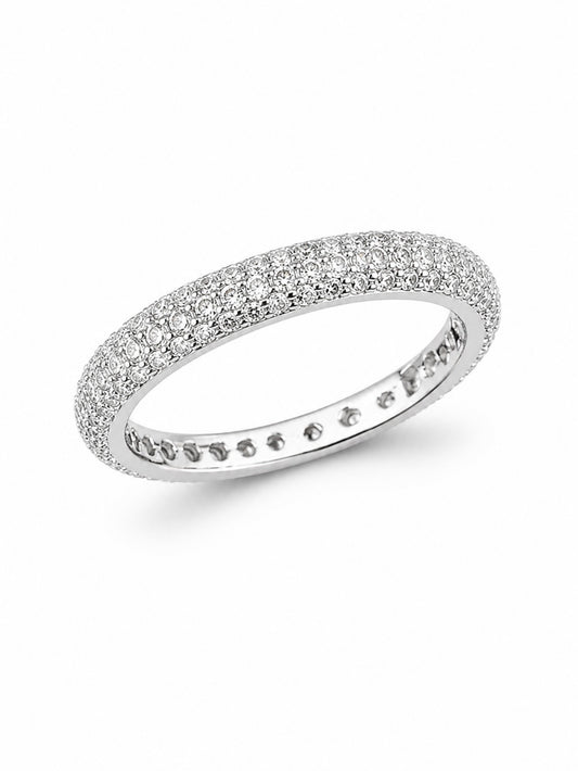 TWO-ROW DVVS1/CB MOISSANITE DIAMOND ETERNITY RING IN 925 STERLING SILVER & 18K VERMEIL GOLD
