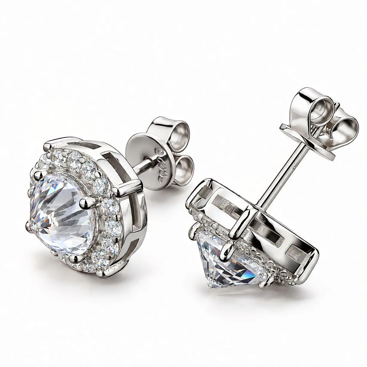 GELATI LIMITED | HALO SPIKED DIAMONDS ICE SPIKE EARRINGS |FL-IF LAB MOISSANITE | 925 Silver | 18K Vermeil