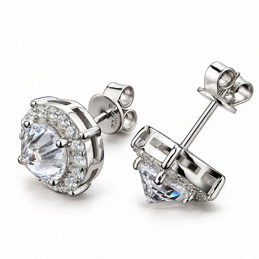 GELATI LIMITED | HALO SPIKED DIAMONDS ICE SPIKE EARRINGS |FL-IF LAB MOISSANITE | 925 Silver | 18K Vermeil
