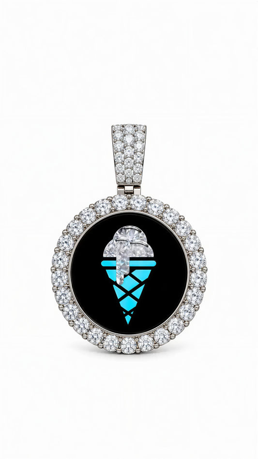 BIG POINTER CUSTOM MEMORIAL DIAMOND PHOTO PENDANT | FL-IF LAB MOISSANITE | TITANSTEEL | 18K VERMEIL GOLD