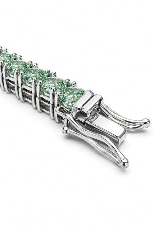 BRACCIALE EMERALD TENNIS BRACELET – GREEN FL-IF MOISSANITE, 925 SILVER & 18K VERMEIL