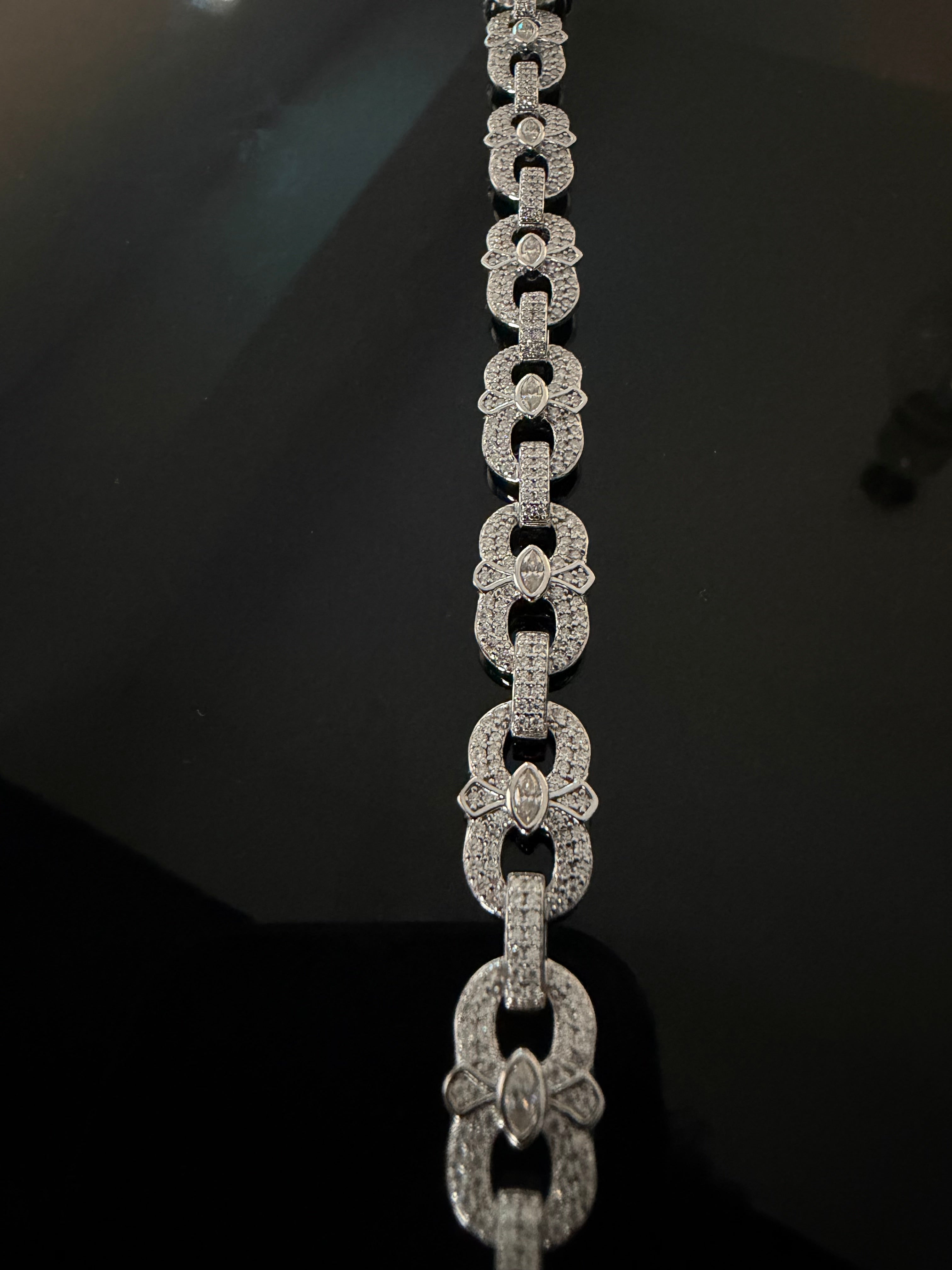 Gelati's Infinity Link & Marquise Cut Hybrid VVS1 Diamond Bracelet in solid 925 Sterling Silver & 18k Vermeil Gold Inlay