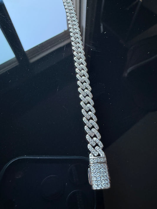 Gelati's Ultra Thin Titanium Steel 6MM Diamond Cuban Bracelet with 18k Vermeil Gold Inserts