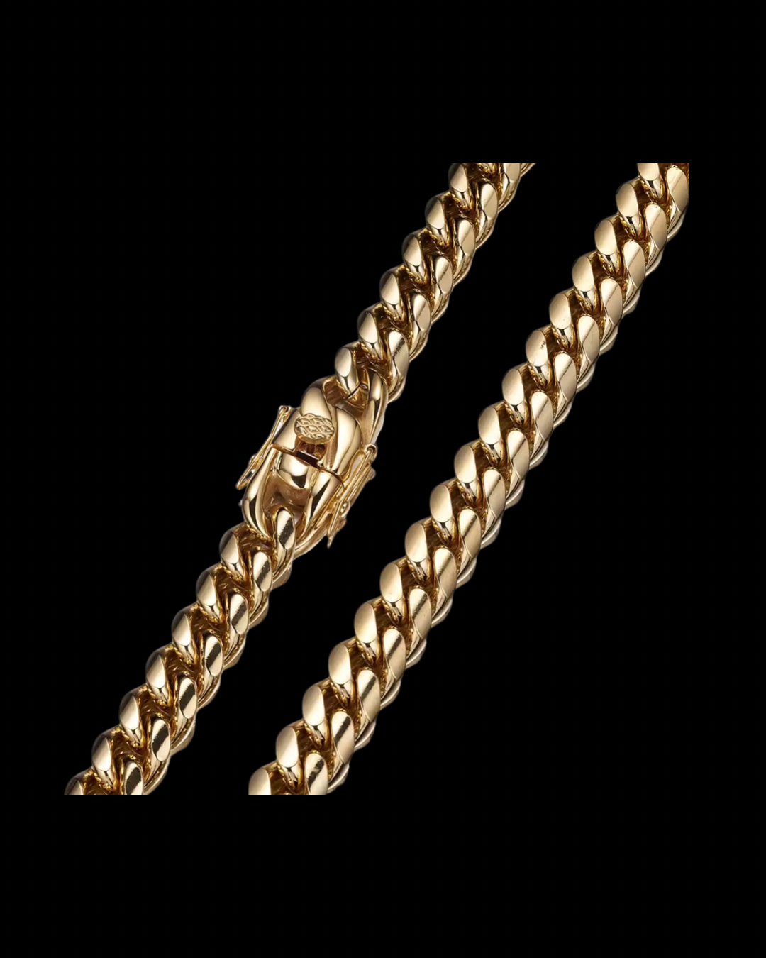 Gelati's 8MM Plain Lobster Lock 18k Vermeil Gold & Solid Titanium Miami Curb Cuban Chain