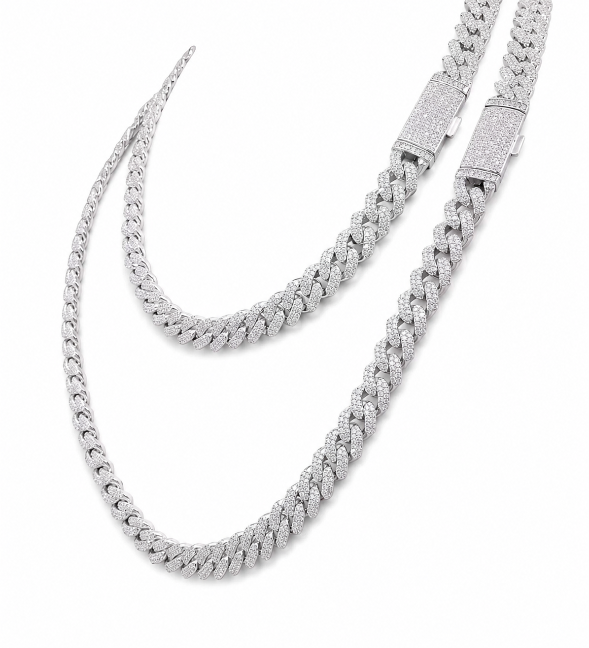 Miami Curb Deep Cut Diamond Cuban Necklace – FL-IF |Flawless Lab Moissanite |925 Silver & 18K Vermeil