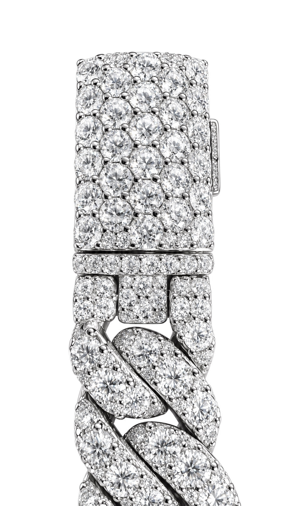 GELATI GALAXY SETTING DIAMOND MOON LINK CUBAN CHAIN | FL-IF Lab Moissanite D-Color | Solid 925 Sterling Silver & 18K Vermeil|