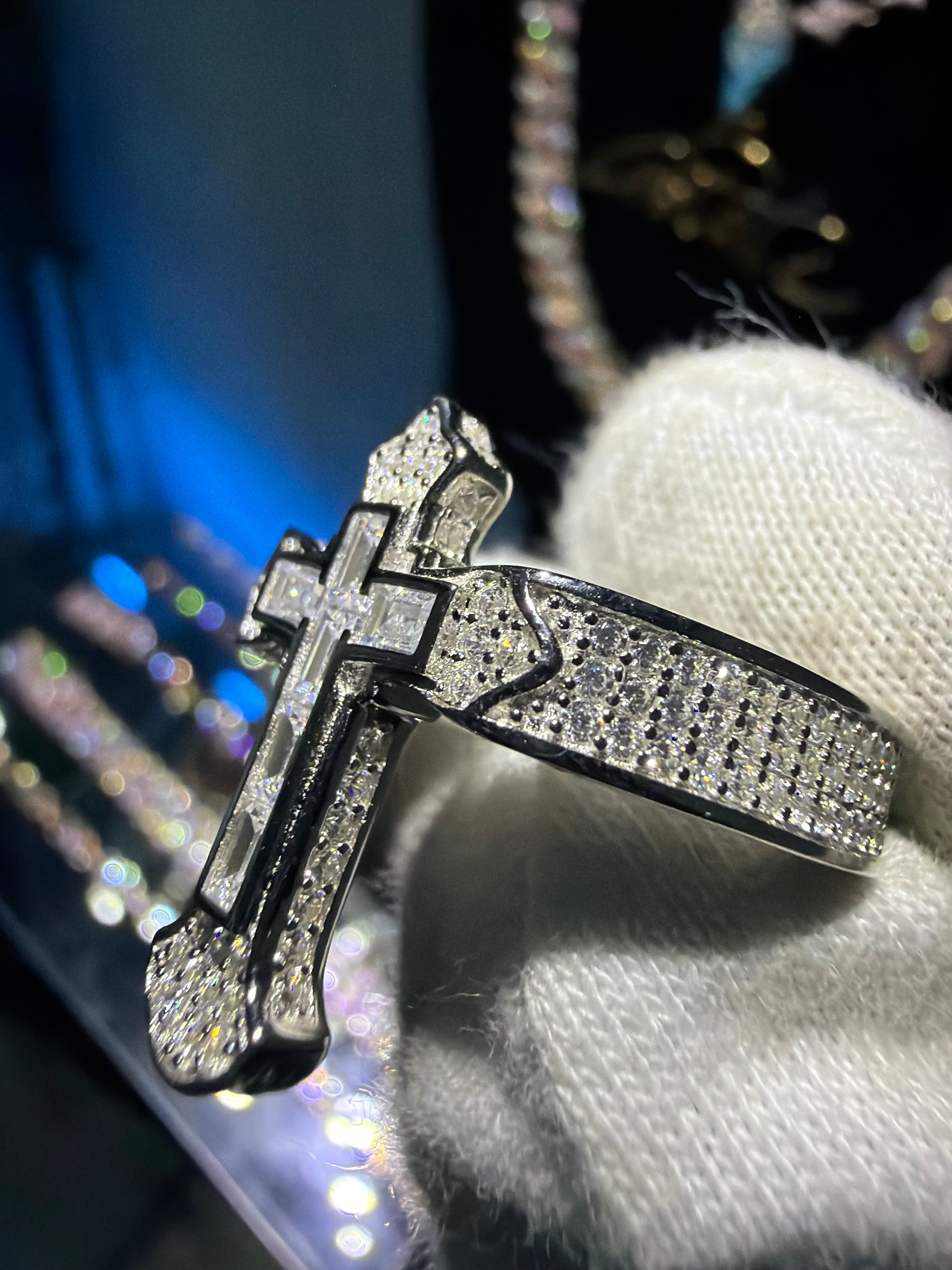 "DIAMOND CRUSADER"  BAGUETTE RING | FL-IF LAB MOISSANITE | 925 SOLID STERLING SILVER | 18k White Vermeil Gold
