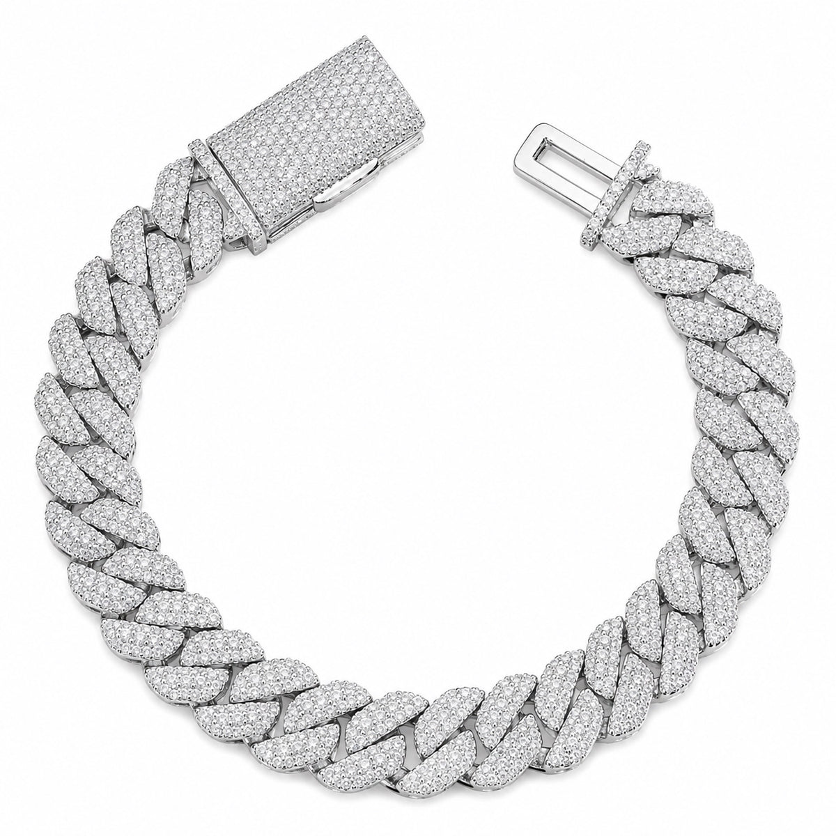 MIAMI LINK TRI-ROW MOSAIC SETTING DIAMOND BRACELET| FL-IF | FLAWLESS LAB MOISSANITE |8.5 CT | 18K VERMEIL