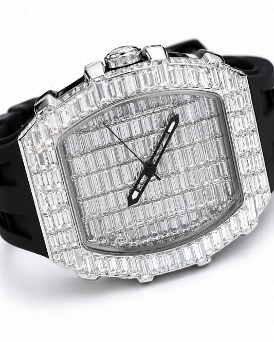 GELATI TITANIUM | BUSSDOWN BAGUETTE CARBON DIAMOND TIMEPIECE | RUBBER STRAP