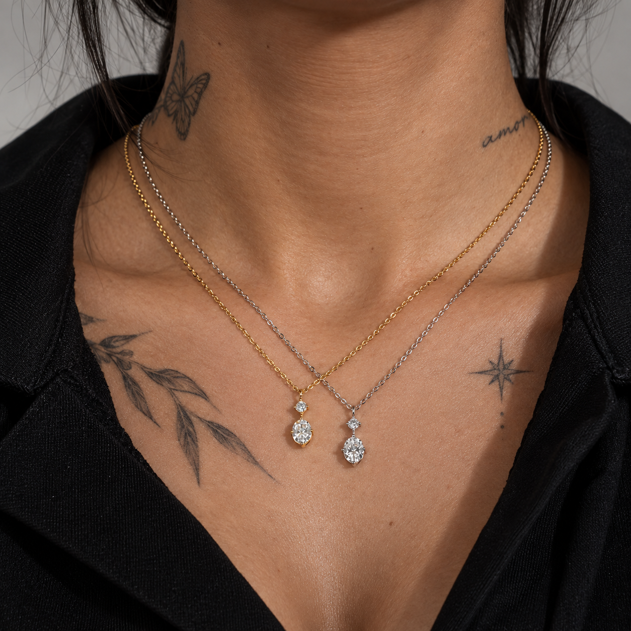 Gelati Celestial Oval Cut Diamond Necklace | VVS1 Lab Moissanite Diamond | 18K Vermeil Gold | 925 Sterling Silver