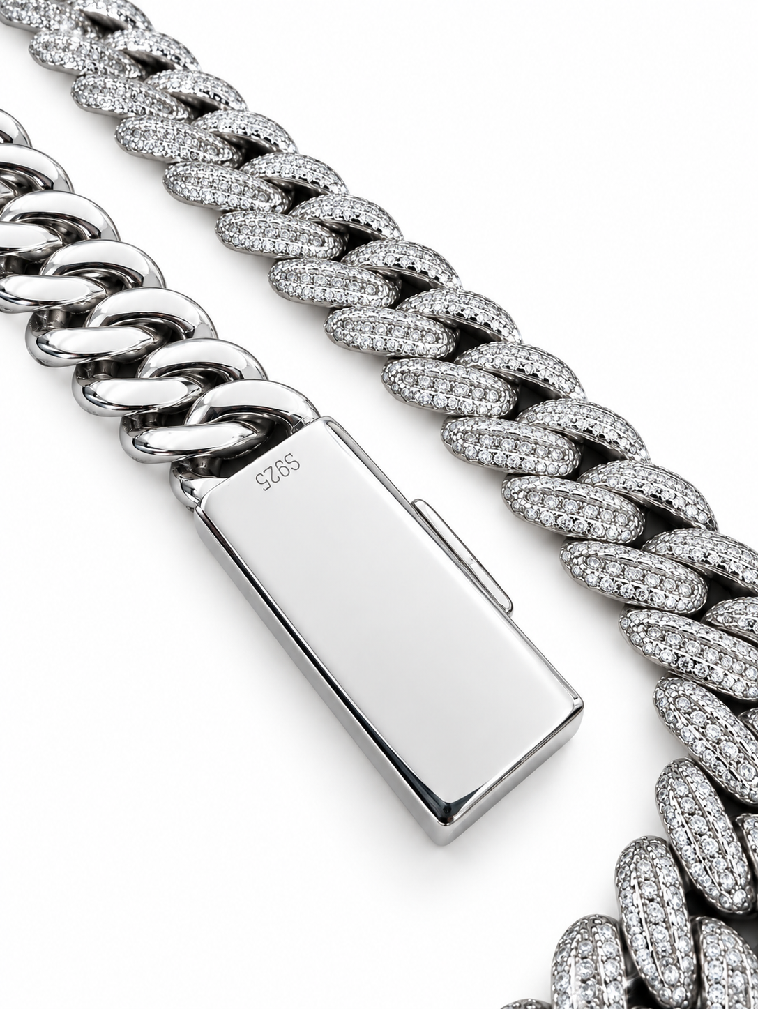 17MM Moon Link Tri Row Raised Pointers™ Cuban Chain — FL-IF Certified Lab Moissanite | 925 Silver + 18K Vermeil Gold