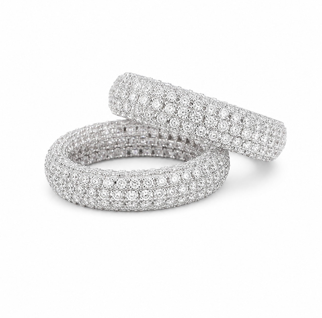 GELATI’S  BUSSDOWN “GHIACCIATO” FL-IF Lab Moissanite DIAMOND RING IN 925 STERLING SILVER & 18K VERMEIL GOLD