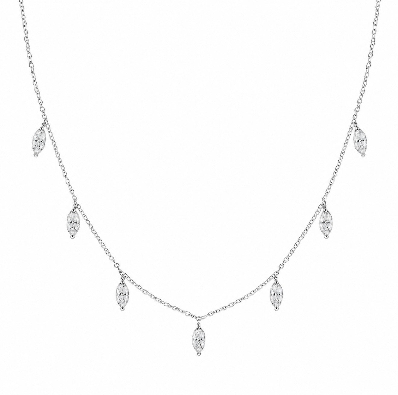 DROPTEAR MARQUISE NECKLACE – 1CTW DVVS1 MOISSANITE, 925 SILVER & 14K VERMEIL