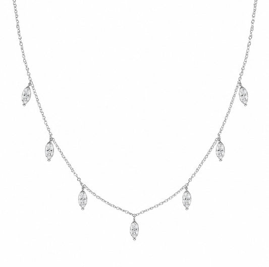 DROPTEAR MARQUISE NECKLACE – 1CTW DVVS1 MOISSANITE, 925 SILVER & 14K VERMEIL