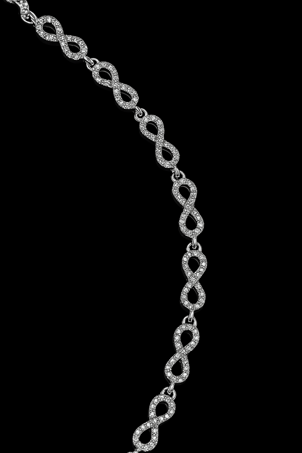 Gelati's Carbon Diamonds 7MM Infinity Link Necklace In 925 Sterling Silver & Titanium - 18k Vermeil Gold Inserts