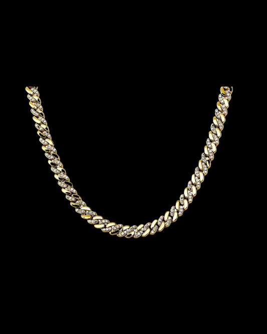 Gelati's Hybrid Carbon Diamonds Two Tone Cuban Necklace in Titanium & 18K Vermeil Gold
