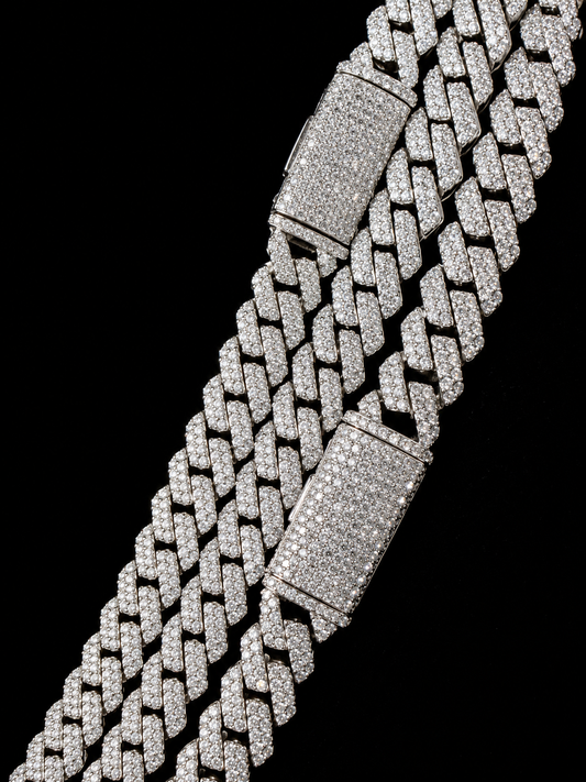Bipolar Miami Link Cuban Necklace – 3EX FL-IF D-Color Moissanite, 925 Silver & 18K Vermeil (14MM)