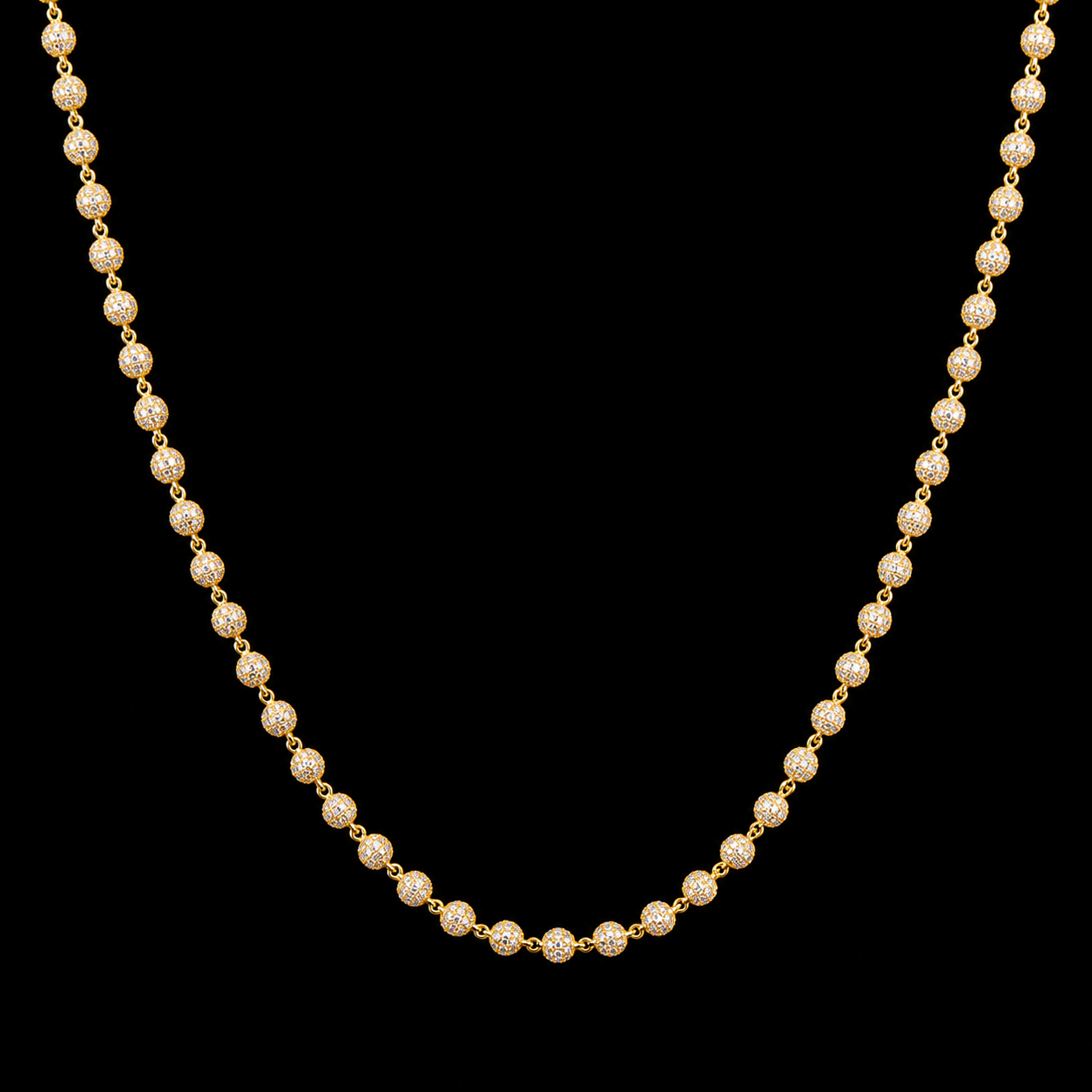 Signature DVVS-1 Lab Moissanite Diamond Beads Link Chain in Titanium -Sterling Silver & 18 K Vermeil White Gold