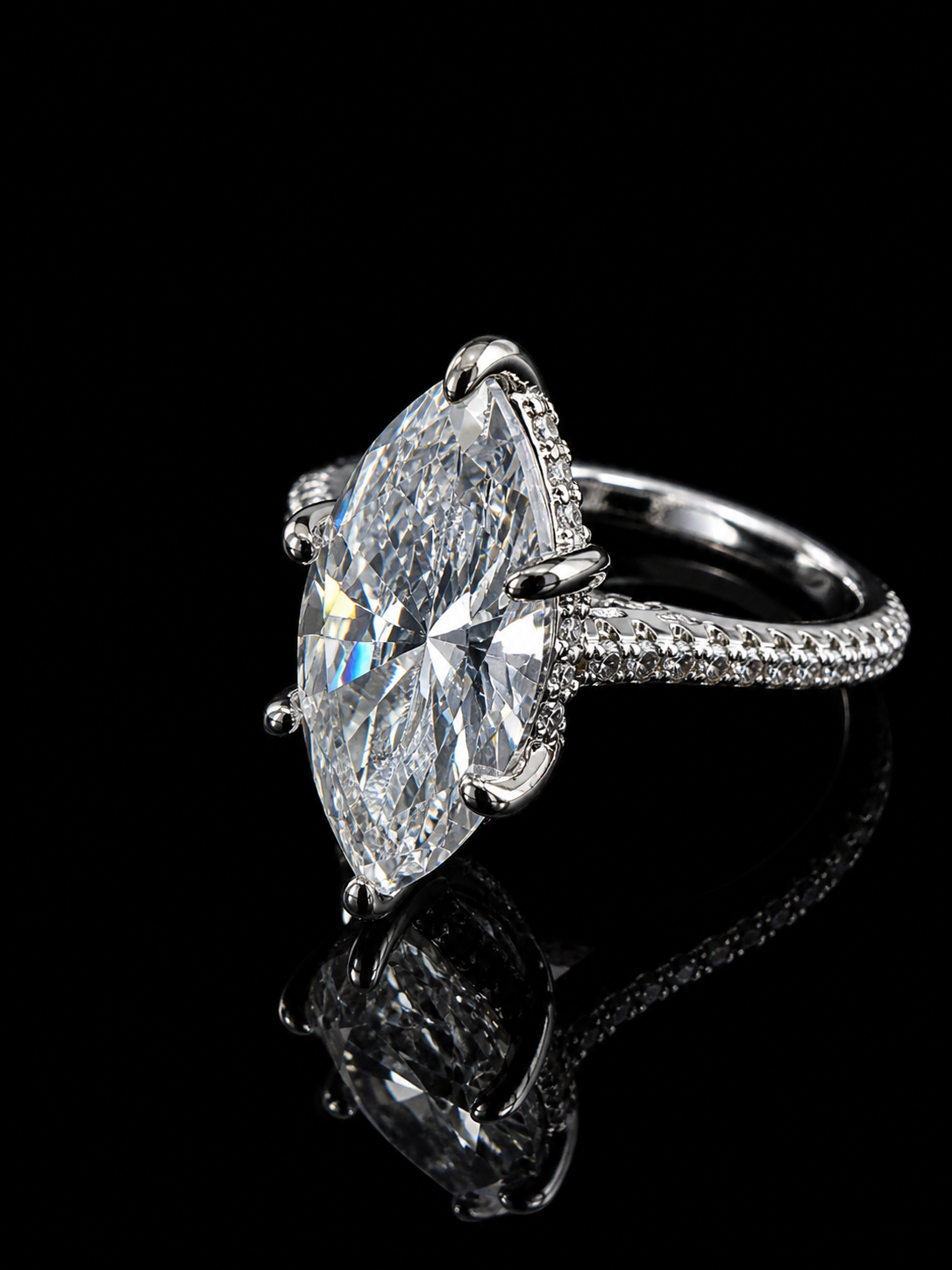 Dragonclaw Marquise Ring – 3CTW FL-IF Moissanite, 925 Silver & 18K Vermeil