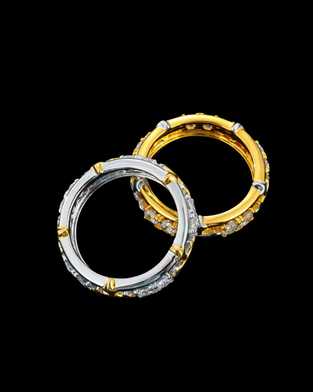 Gelati's Exclusive Golden Cross VVS1 Moissanite Diamond Ring in Solid 925 Silver & 18k Vermeil Gold Inlay