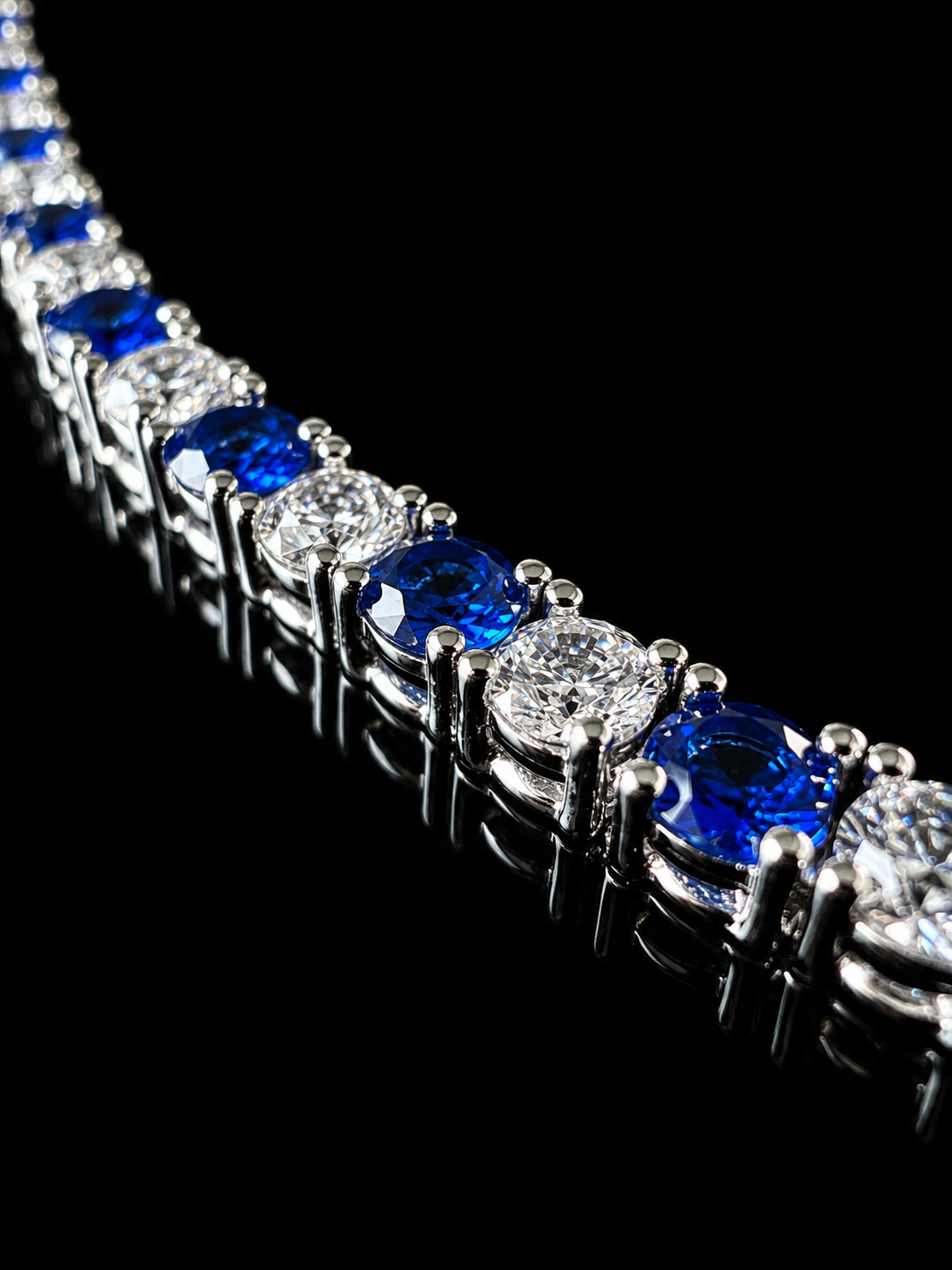 Ghiacciato Sapphire Tennis Bracelet – DVVS1 Moissanite, 925 Silver with PT950 Platinum Inlay