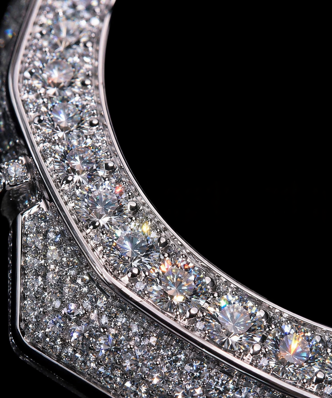 Gelati's Custom G-Shock GA2100 FL-IF Lab Moissanite Diamond Case In Solid 925 Sterling Silver & 14K Vermeil White Gold