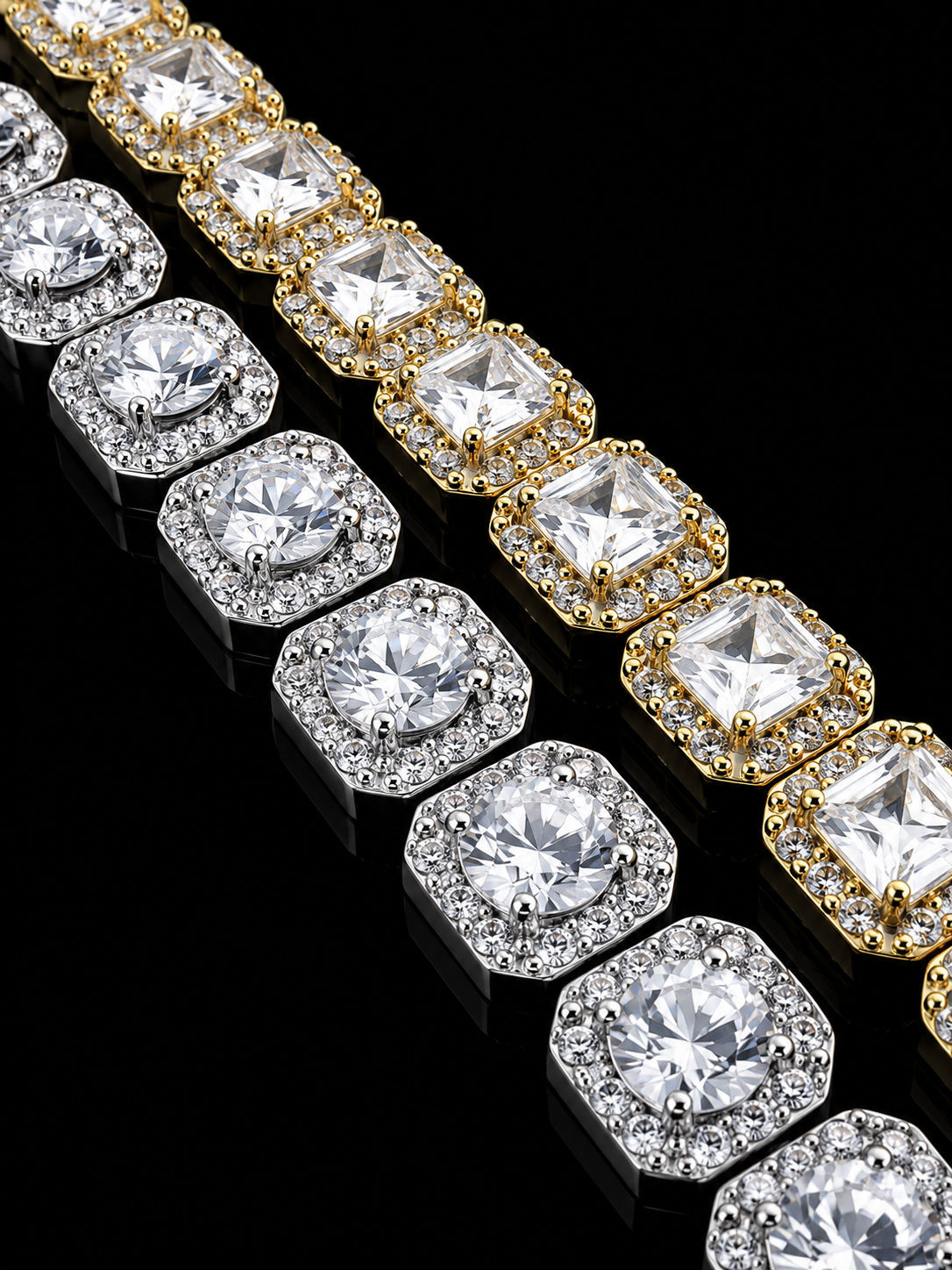 Diamond Cluster Diamond Hybrid Tennis Necklace – Titanium & 18K Vermeil