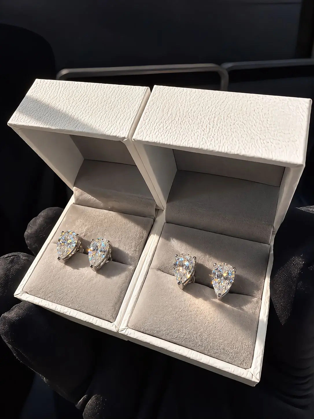 Gelati Bespoke ANGELIC PEAR CUT DIAMOND EARRINGS 
FL-IF | Flawless Lab Moissanite D-Color 3EX Cut | 925 Sterling Silver | 18K Vermeil Gold