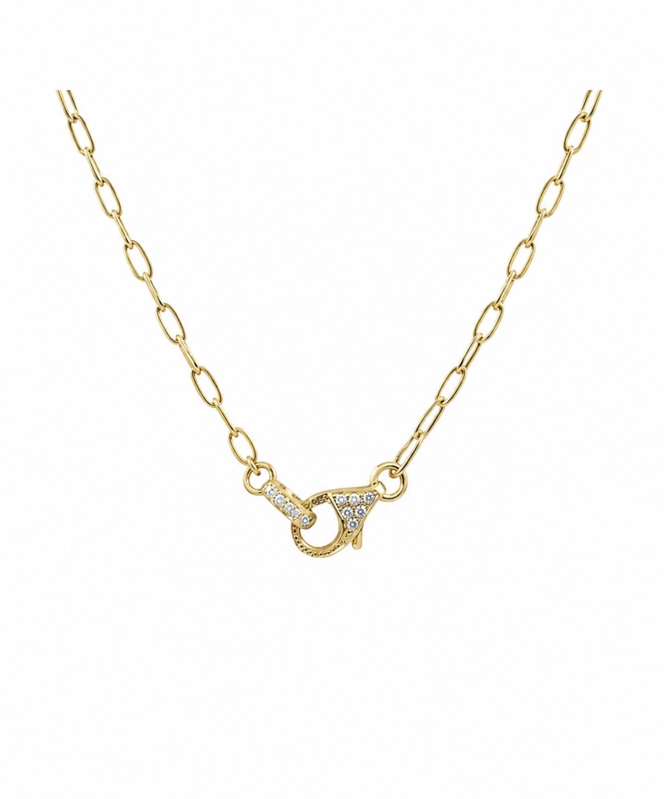 GELATI’S LOCK LINK HCD Diamond & 925 STERLING SILVER PENDANT NECKLACE WITH 18K VERMEIL GOLD ACCENTS