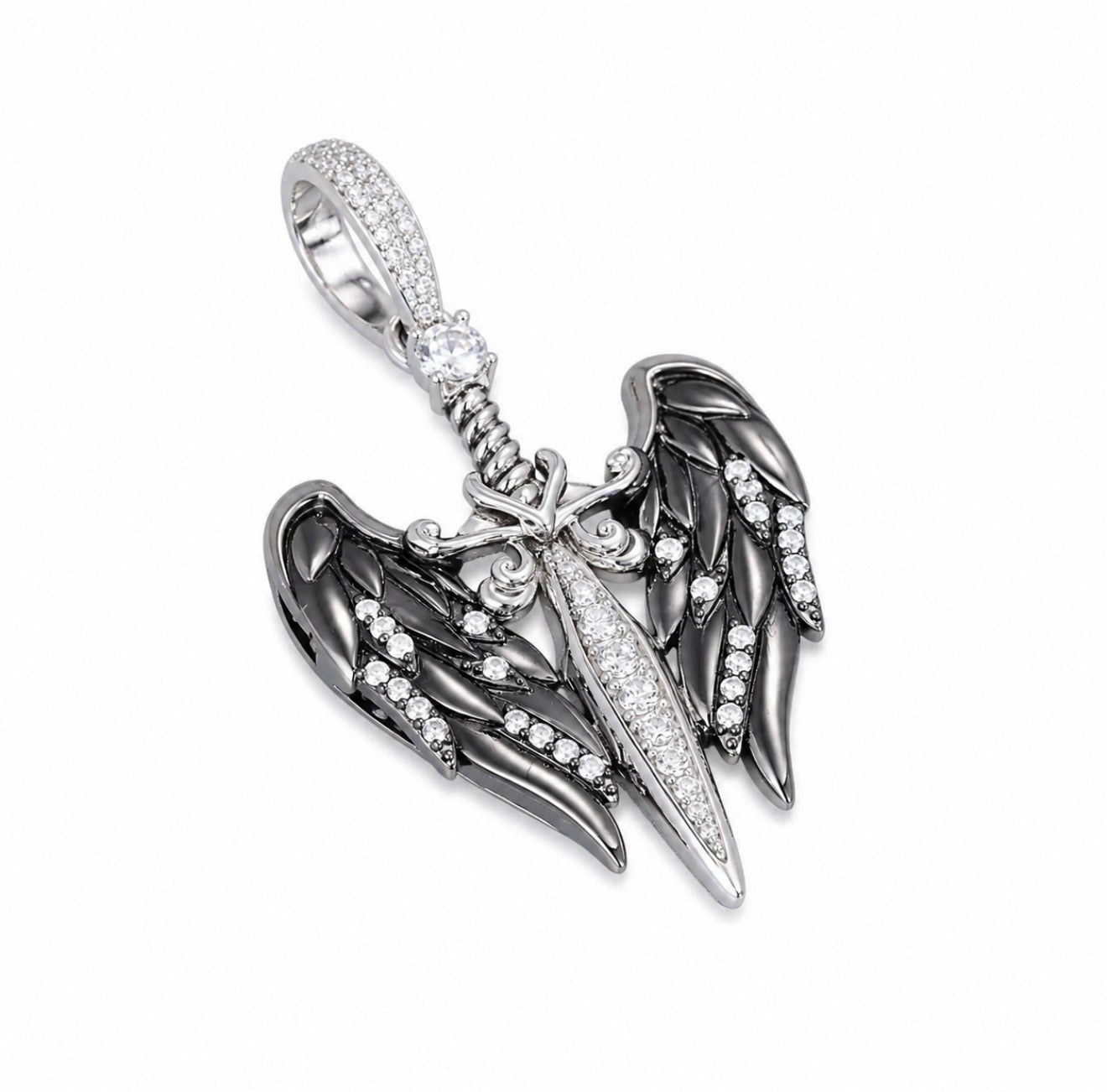 GELATI’S BESPOKE “DARK ANGEL” DIAMOND PENDANT IN 925 STERLING SILVER & VVS1 MOISSANITE DIAMONDS
