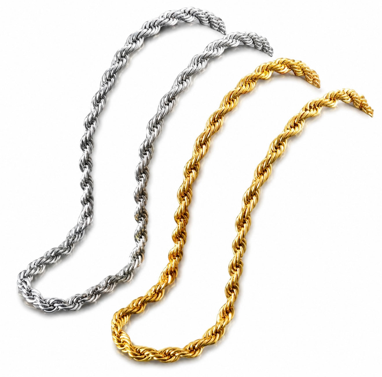 GELATI’S CLASSIC 3MM ROPE CHAIN IN TITANIUM STEEL & 18K VERMEIL GOLD INSERTS