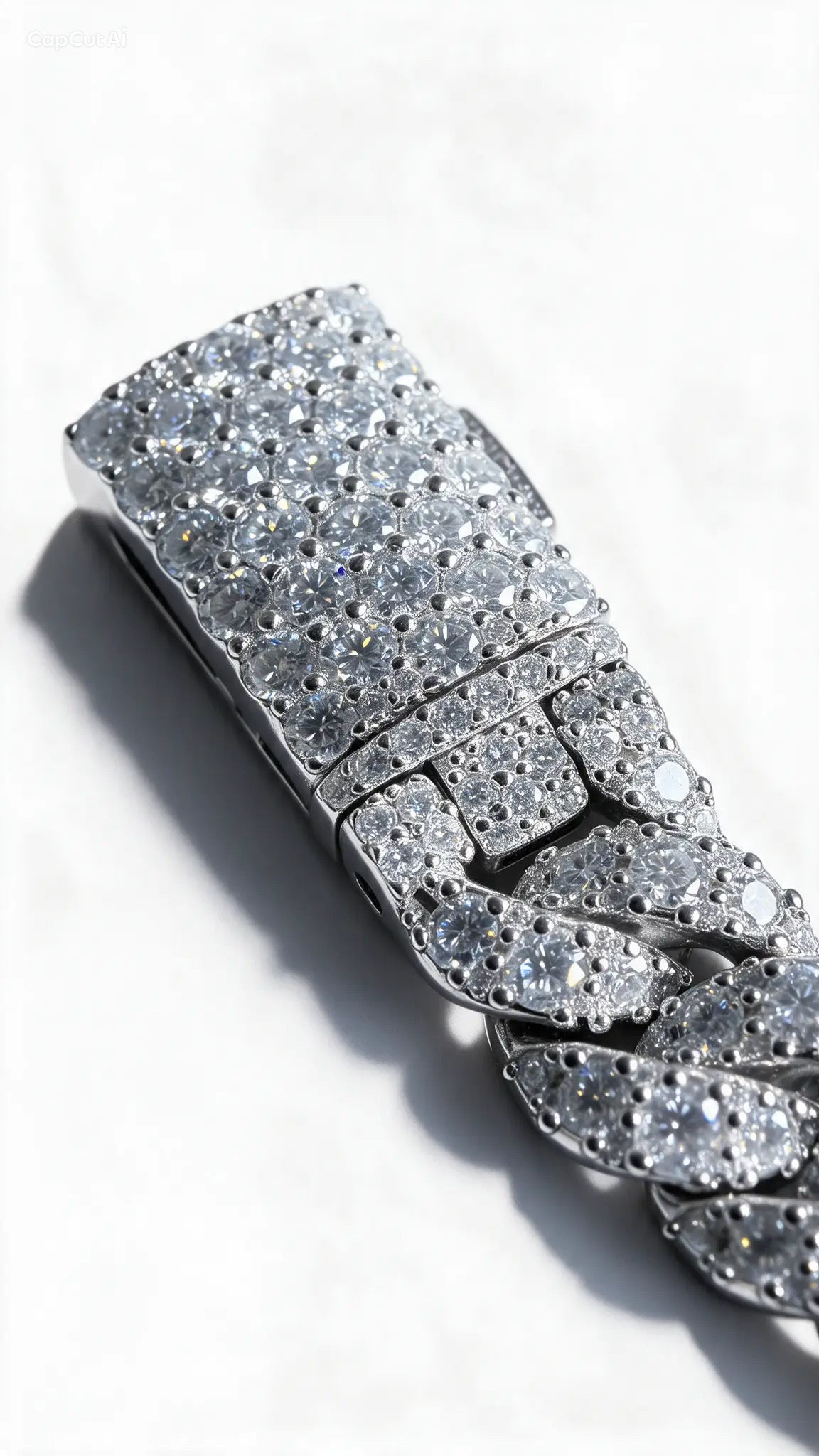 GELATI GALAXY SETTING DIAMOND MOON LINK CUBAN CHAIN | FL-IF Lab Moissanite D-Color | Solid 925 Sterling Silver & 18K Vermeil|