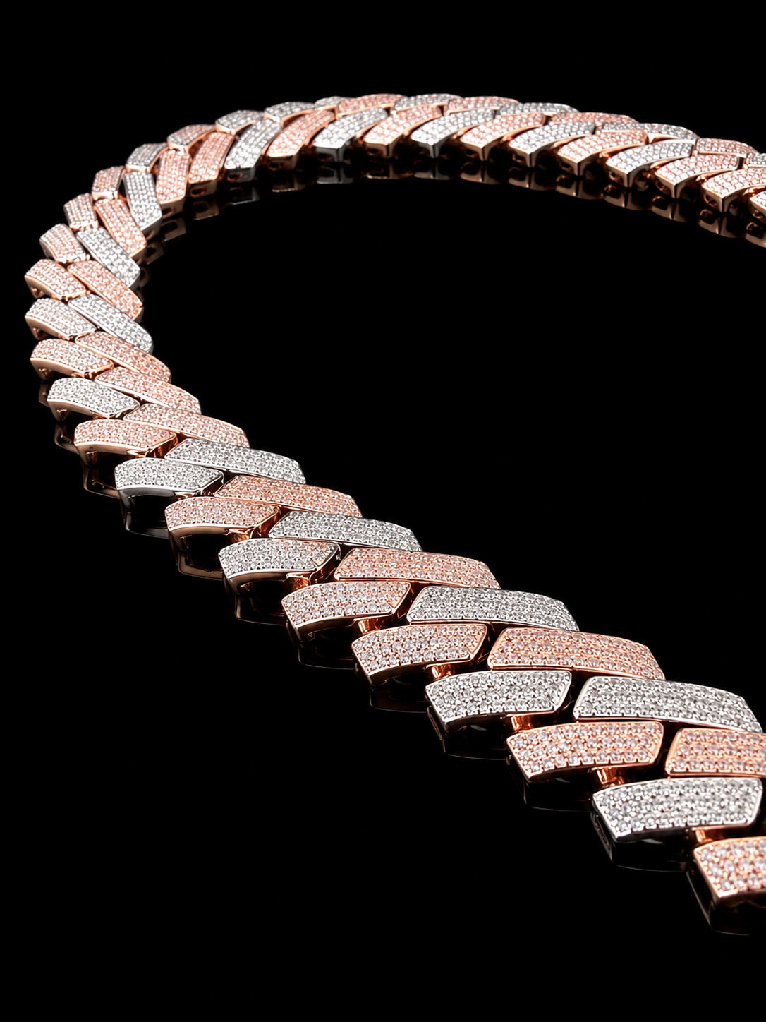 Colossus Two Tone Cuban Necklace – Carbon Diamonds, Titanium & 18K Vermeil (20MM)