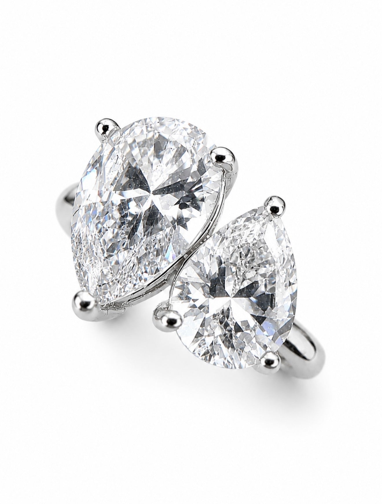 MIXED BAGUETTE & PEAR CUT 3CT ETERNITY RING 925 SILVER - 18K WHITE GOLD VERMEIL | FL-IF MOISSANITE