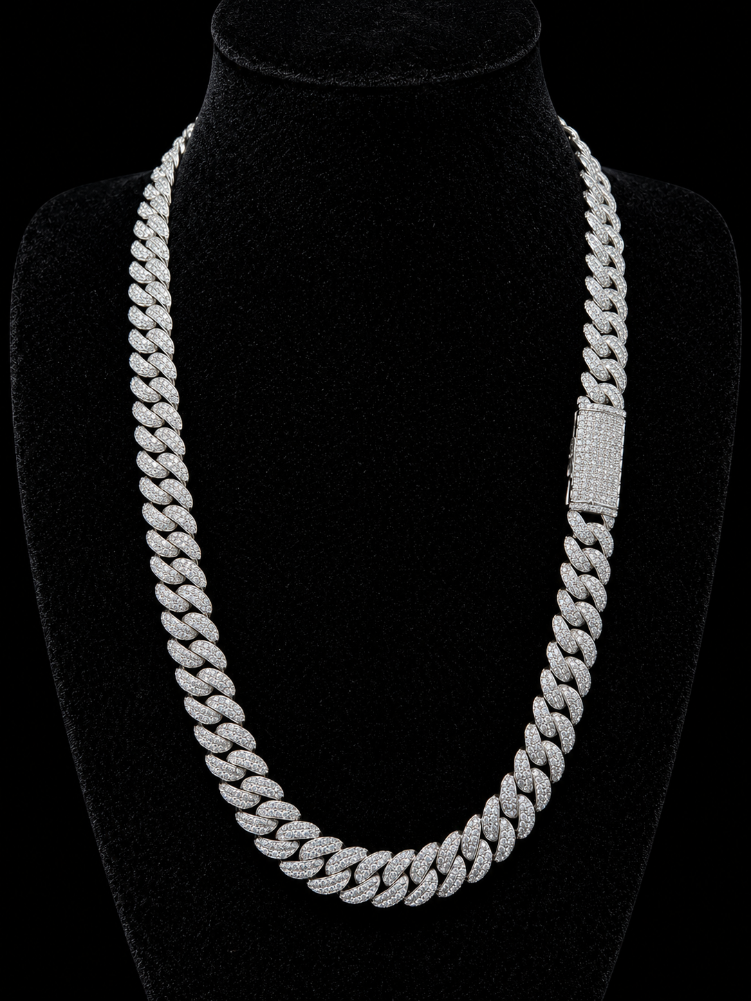 17MM Moon Link Tri Row Raised Pointers™ Cuban Chain — FL-IF Certified Lab Moissanite | 925 Silver + 18K Vermeil Gold